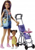 Barbie Skipper Babysitters FJB00 bona la plimbare cu caruciorul