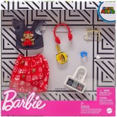 Barbie SUPER MARIO FASHION top si fusta rosie cu 6 accesorii GJG46