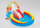 Intex centru de joaca cu piscina Rainbow Ring gonflabil 57453NP- piscina cu topogan
