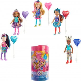 Barbie Chelsea Color Reveal cu 6 surprize si accesoriul cu baloane GTT26