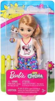 Barbie Club Chelsea papusa cu pisica pe tricou FRL82 15 cm