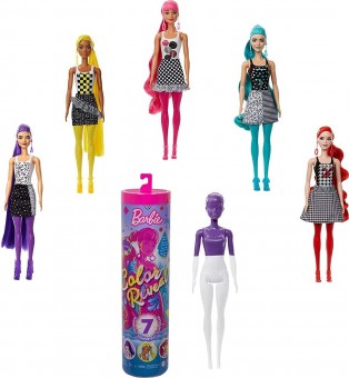 Barbie Color Reveal papusa surpriza cu accesorii, haine si incaltaminte, 30 cm GTR94