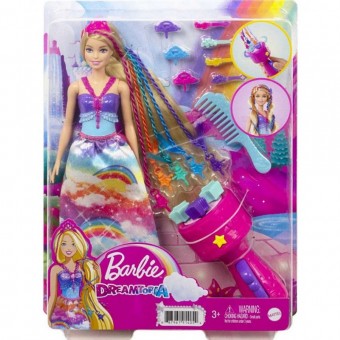 Barbie Dreamtopia Papusa cu aparat de impletit parul GTG00