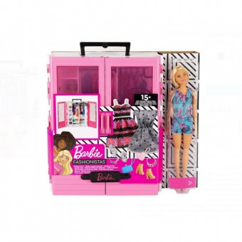 Barbie Dulapul suprem roz cu accesorii si papusa set de joaca GBK12