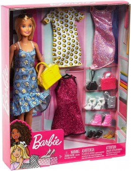 Barbie Fashion Floral set papusa cu rochii si accesorii GDJ40