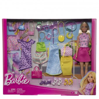 Barbie Mix and Match papusa cu 25 de haine si accesorii HKB07 