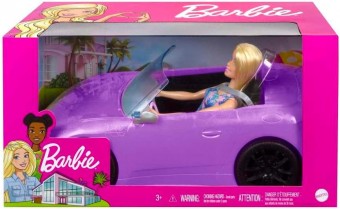 Barbie Purple Convertible Masina Cu Papusa HBY29
