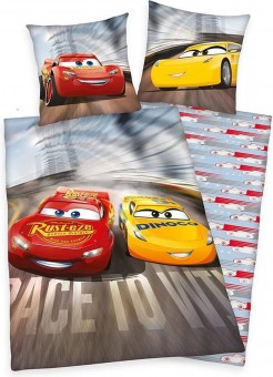 Lenjerie de pat copii 100% bumbac DISNEY CARS 140x200 + fata de perna 65x65 46292