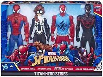 Marvel Spiderman Titan Hero Set Spider-Man, Spider-Girl, Scarlet Spider, Miles Morales  E5864