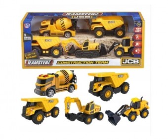 TEAMSTERZ JCB Set de 5 utilaje de constructie Lumini si sunete 1417131