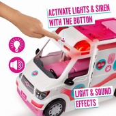 Barbie Ambulanta cu sunete si lumini Set Joaca cu 2 papusi Barbie si Ken GMG35