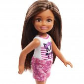 Barbie Club Chelsea papusa cu catel pe tricou FRL81 15 cm
