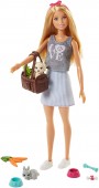 Barbie cu animale de companie caine si iepure FPR48