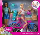 Barbie in aer liber cu Bicicleta set 2 papusi Blonda si Bruneta HJY84 