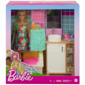Barbie papusa si accesorii pentru baie GRG87