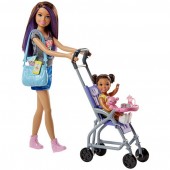 Barbie Skipper Babysitters FJB00 bona la plimbare cu caruciorul